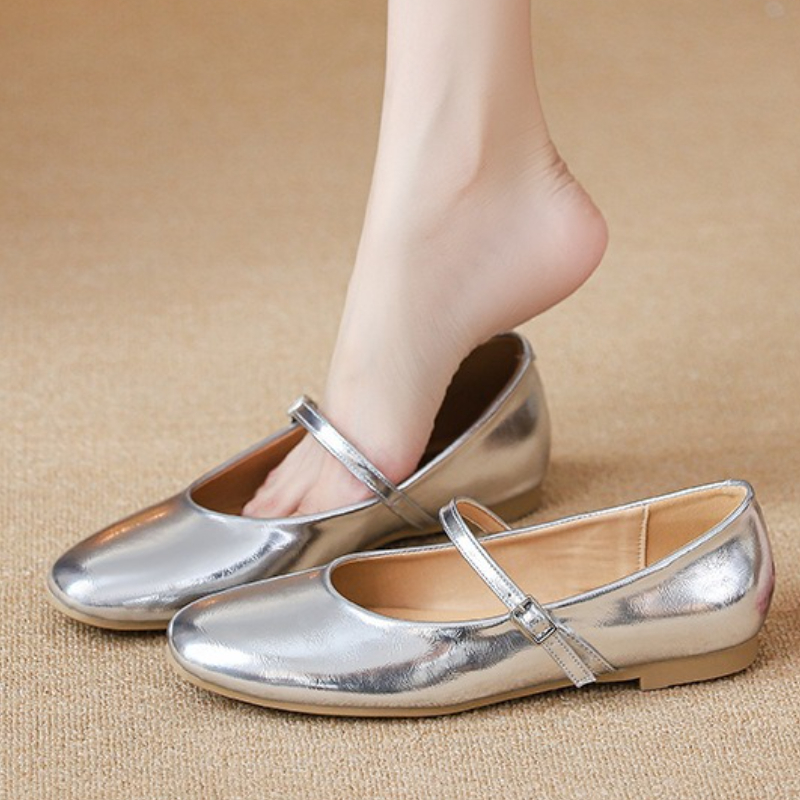 Women Shoes Elegant - Sapatilhas de balé prateadas femininas, elegantes,