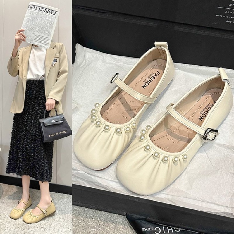 Shoes For Women Flats - Sapatilhas Confortáveis Mary Jane com Pérolas