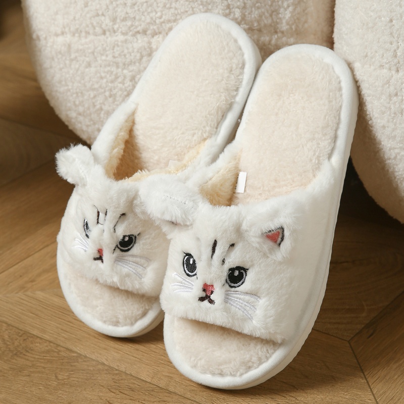 Women Shoes Winter - Chinelos de Pelúcia de Gato Fofo