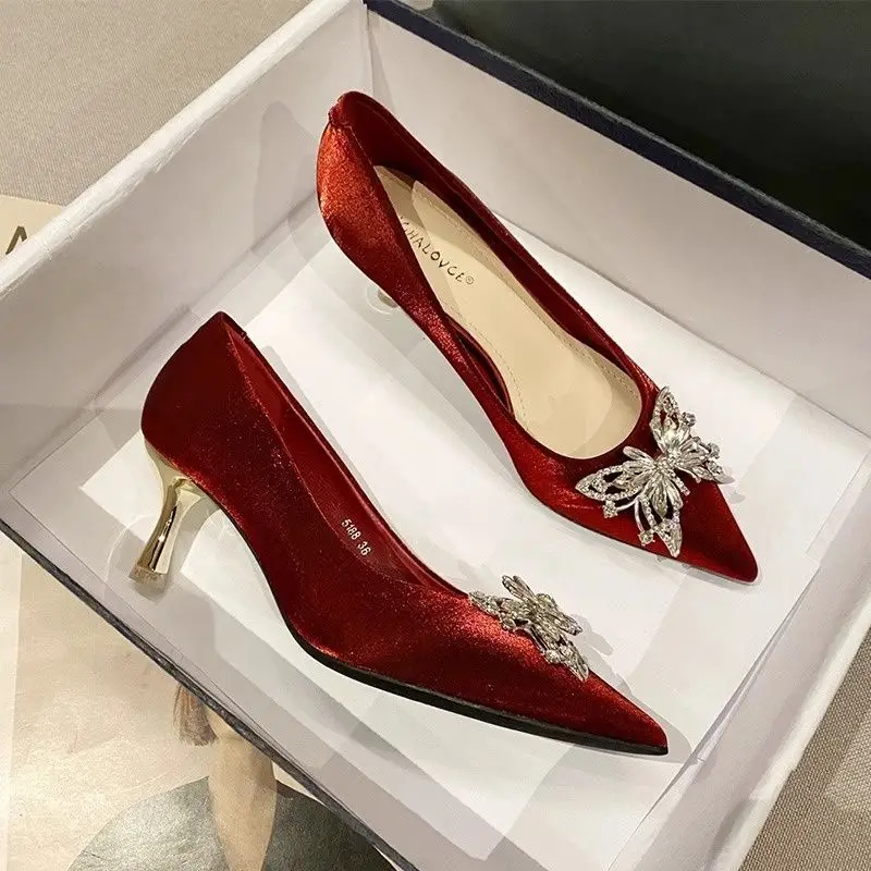 Women Shoes Quick Delivery - Sapatos femininos escritório bege diamante em